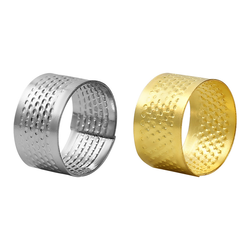 Spot Wholesale Gold Adjustable Sewing Thimble Needle Box Matching Top Ring Handmade DIY Cross Stitch Thimble Hoop