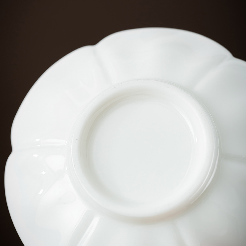 Handmade Sheep Fat Jade Porcelain Coaster Ceramic Coaster Tea Cup Insulation Pad Kung Fu Tea Set Saucer Dehua White Porcelain