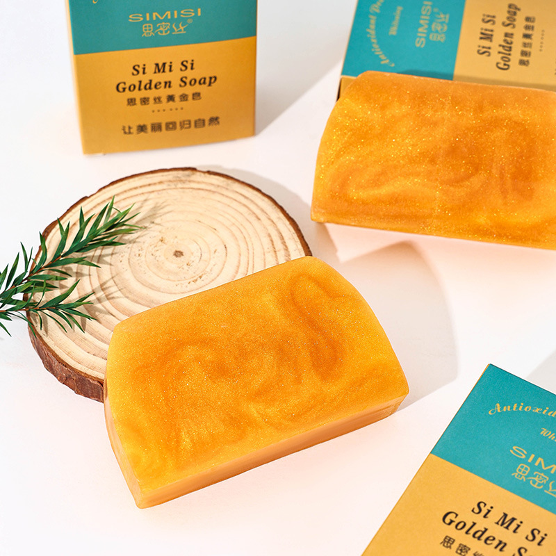 [Simi Silk] Gold Soap Gold Powder Cleansing Soap Trapezoidal Handmade Perfume Essence Soap 80G 100