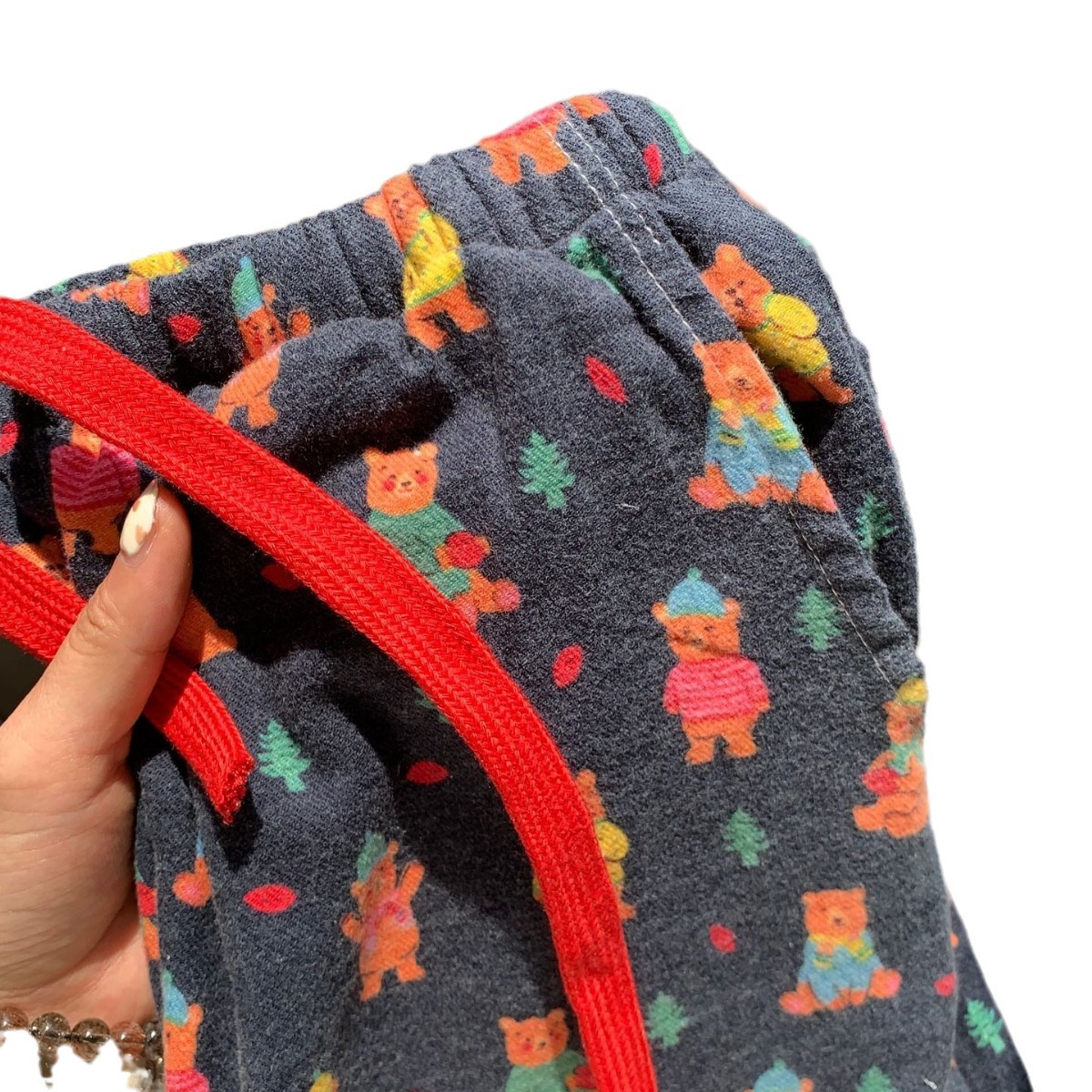 Autumn and Winter New Black Bear Cotton Scrub Nose Pajama Pants Soft Skin-Friendly Casual Home Pants