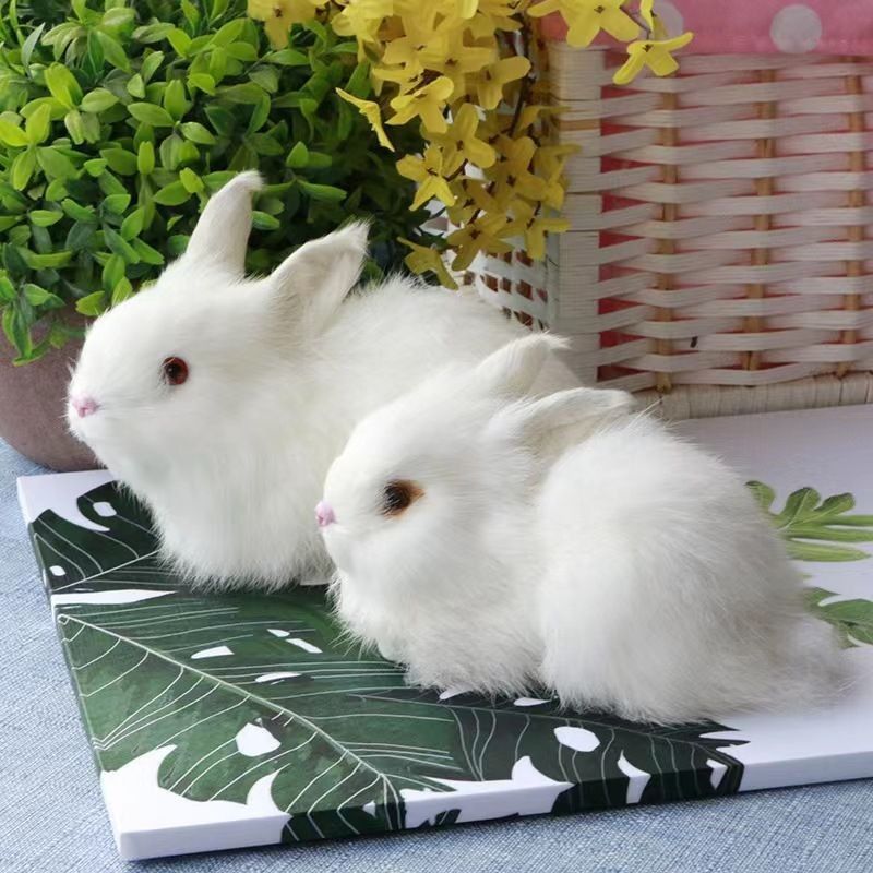 Simulation rabbit doll real rabbit fur plush production to send family children girlfriend love birthday gift home ornaments