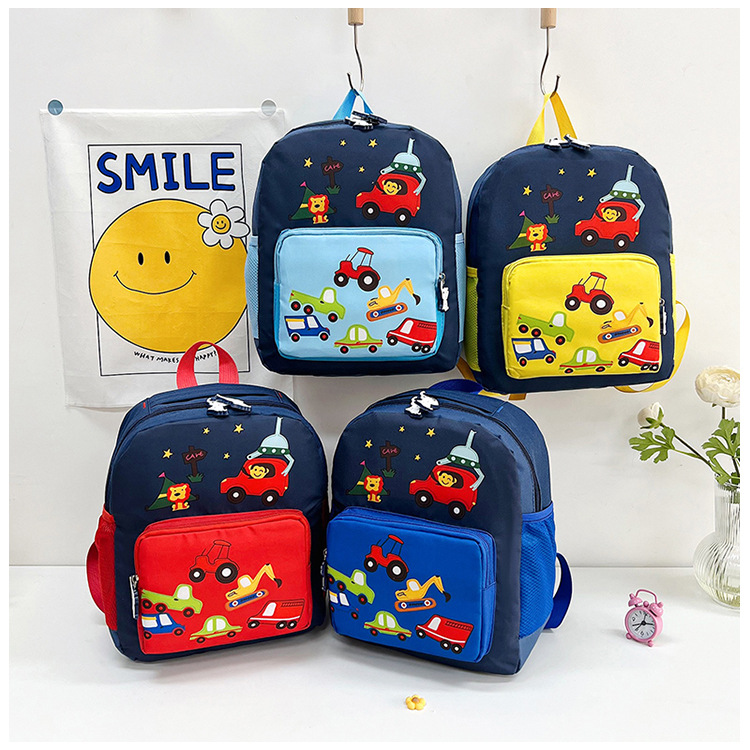 New Children's Backpack Cartoon Car 2025 Kindergarten Trendy Large Capacity Multifunctional Student School Bag Wholesale