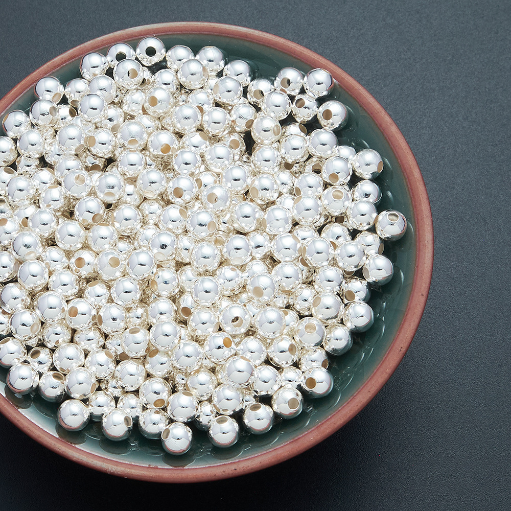 Brass Plated Strong Color Retention Glossy Gold Beads Round Beads Spacer Beads String Beads Glossy Bracelet DIY Jewelry Accessories