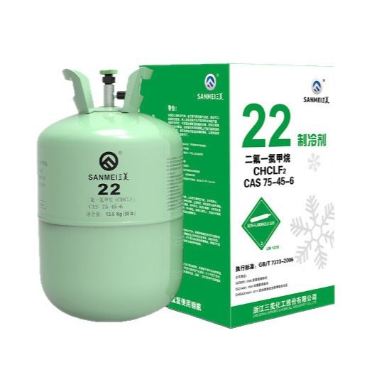 Sanmei R22 Refrigerant Net Weight 10kg, 13.6kg Refrigerant for Automotive Air Conditioning, Hvac, and Cold Storage