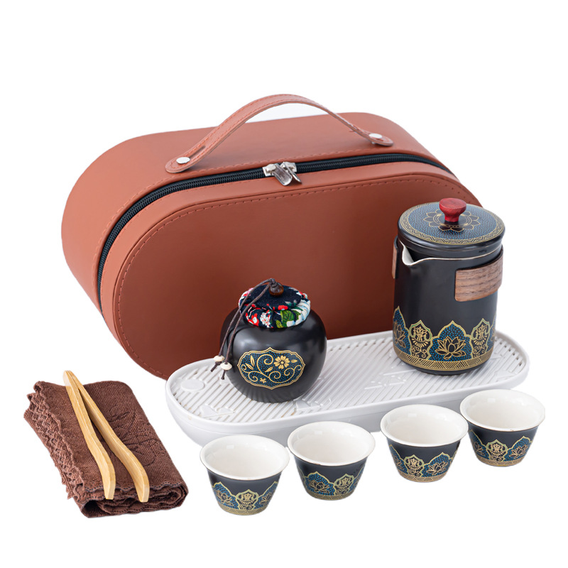 Travel tea set suit portable fast cup outdoor ceramic tea set activities business festival gifts custom wholesale