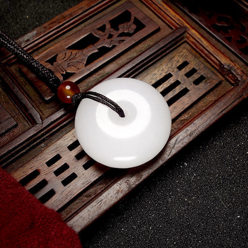 Factory in stock new natural Afghan white jade safe buckle Xinjiang white jade buckle will sell gifts live supply