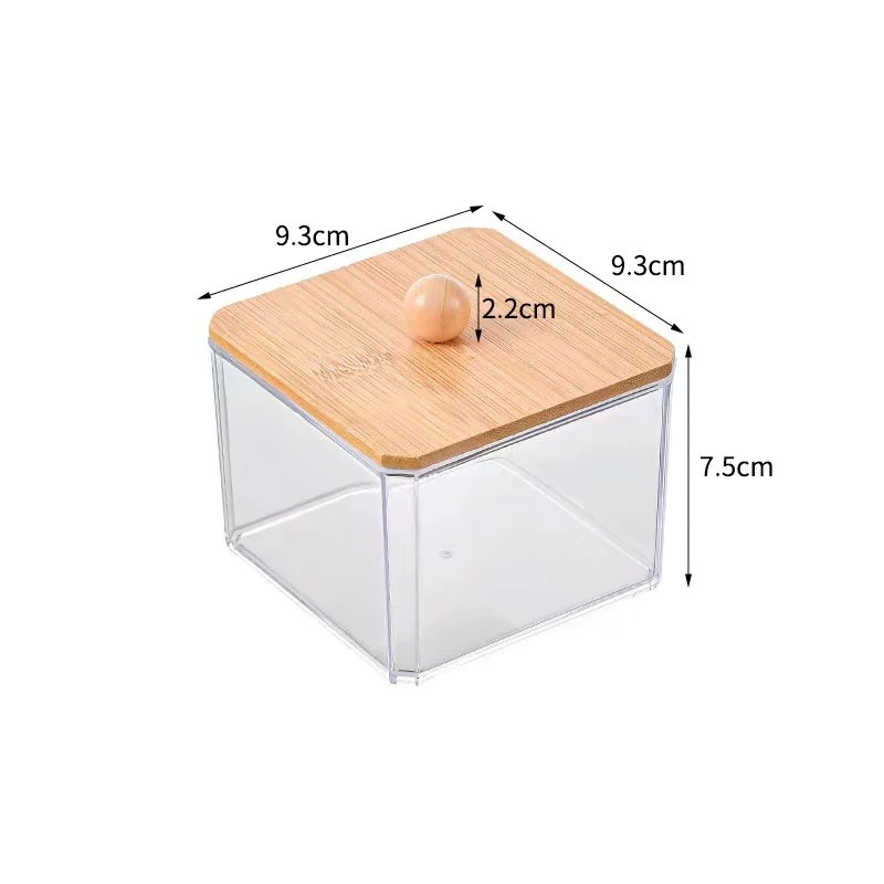 [Factory store] Acrylic cotton swab storage box stackable portable transparent household cosmetic container Square