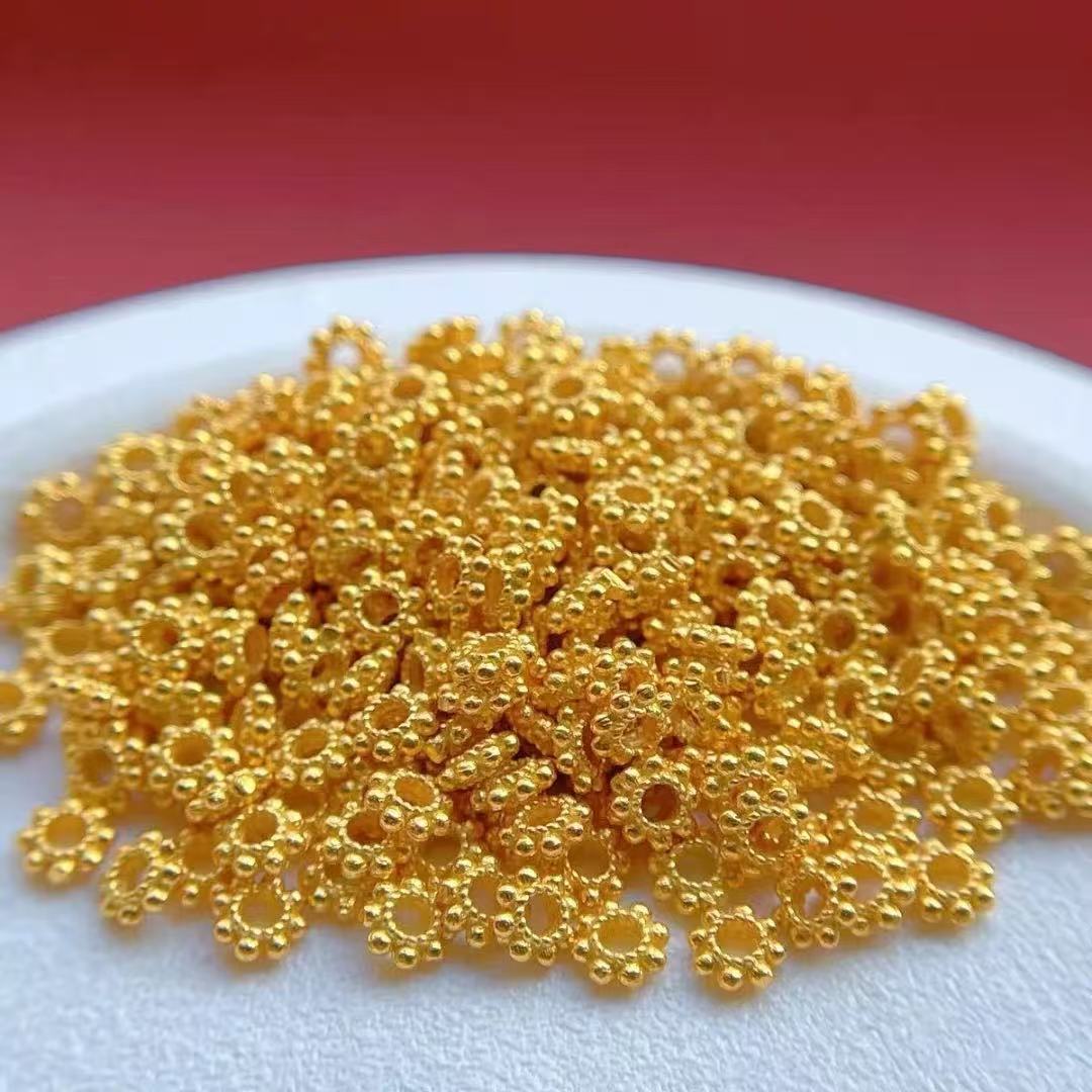 Pure 18K Gold Wheel Beads Spacer Beads Au750 Loose Bead Accessories DIY Hand String Bead Braided Rope Jewelry Water Shell Gold Wholesale