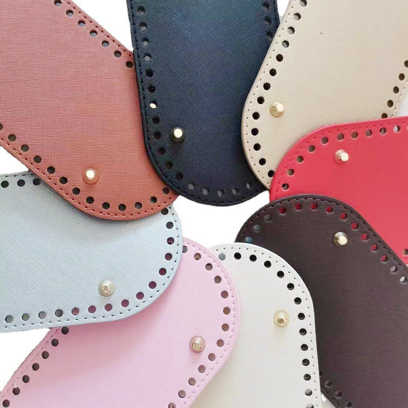 Luggage Hardware DIY Hand-Woven Bag Bottom Pu Cross Pattern 30*10cm Oval Base Accessories Wholesale