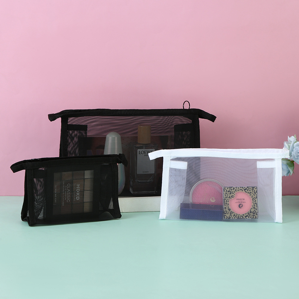 Оптовая сетчатая сумка для хранения, простая косметичка из нейлона