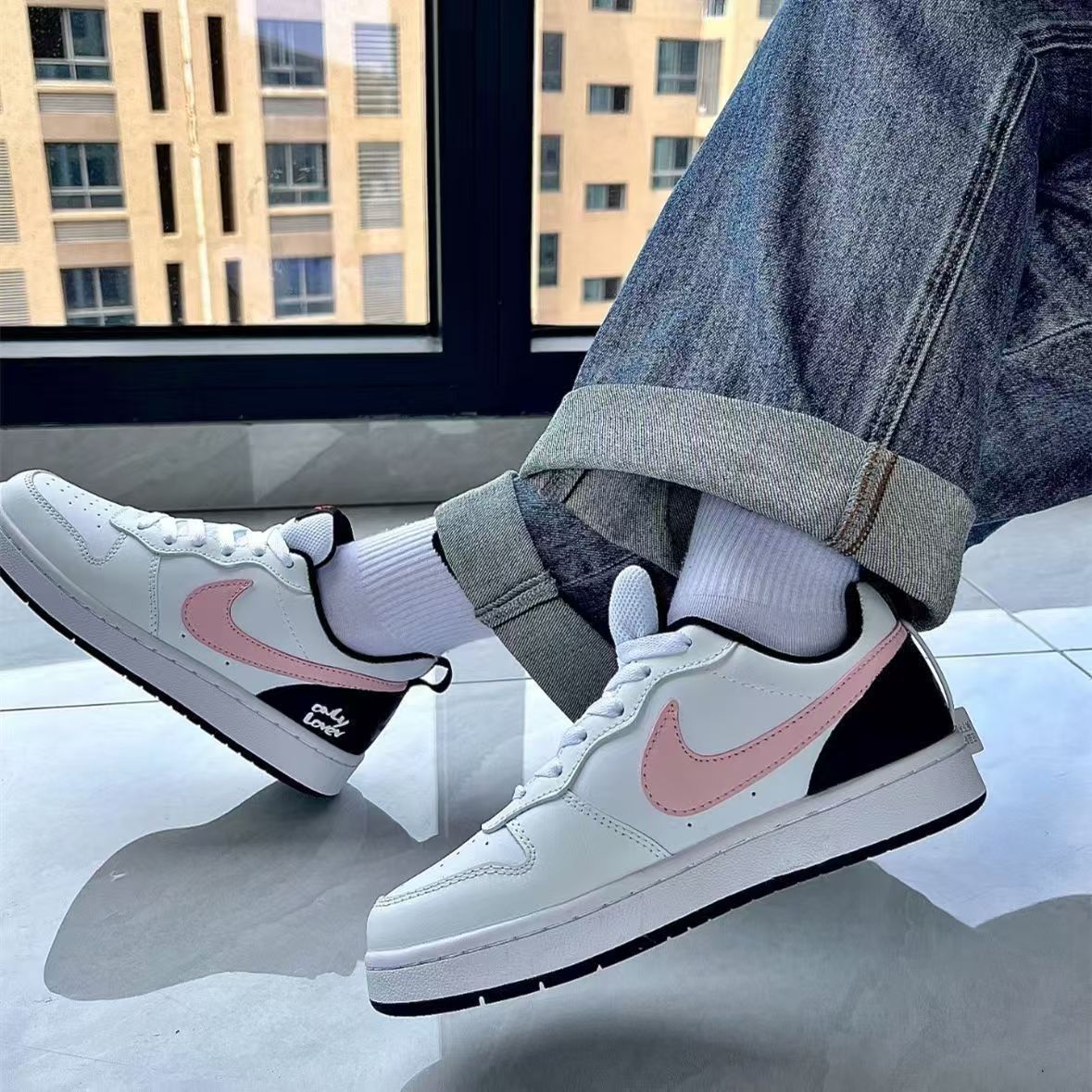 2025 New Air Force Co-Branded White Pink Internet Celebrity High-Looking Campus Style Cute Non-Slip Casual Couple for Men and Women