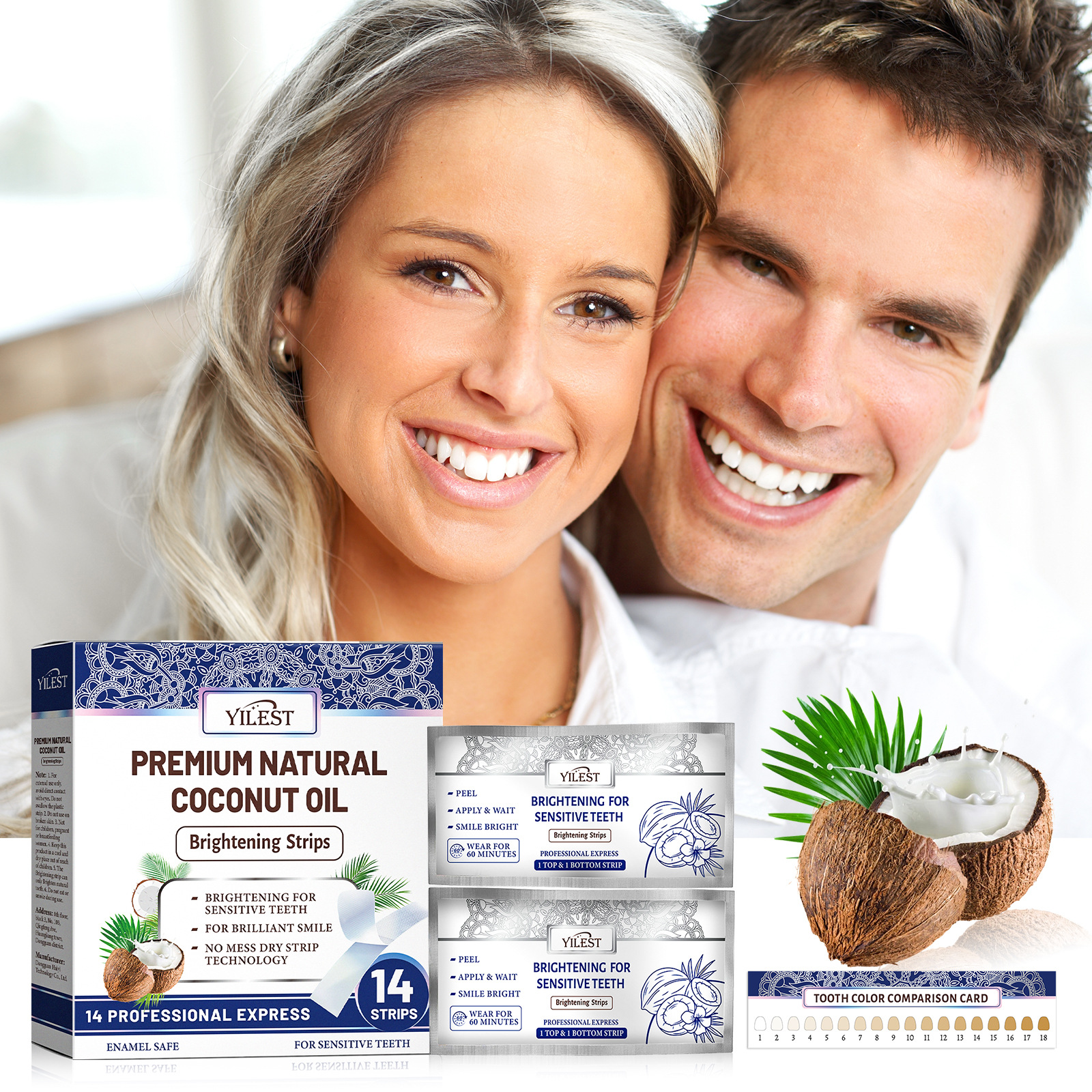 Whitening Strips Coconut Mint Whitening Teeth Patch 14Pc Fresh Mouth Teeth Cleaning Solid Teeth Whitening Teeth