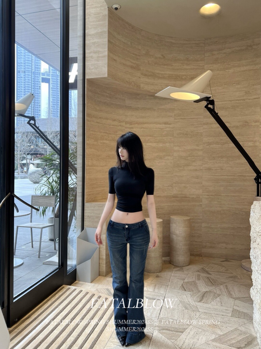 Sexy Hot Girl Black Mid-Sleeve T-Shirt for Women, Summer Pure Desire Style, Slim Fit Short Tight Off-Shoulder Short Sleeve Top