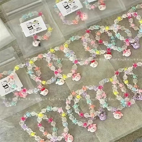 Sanrio Bracelet diy Head Star Bracelet Female Melody Cinnamon Dog Kulomi Crystal Bracelet Best Friend