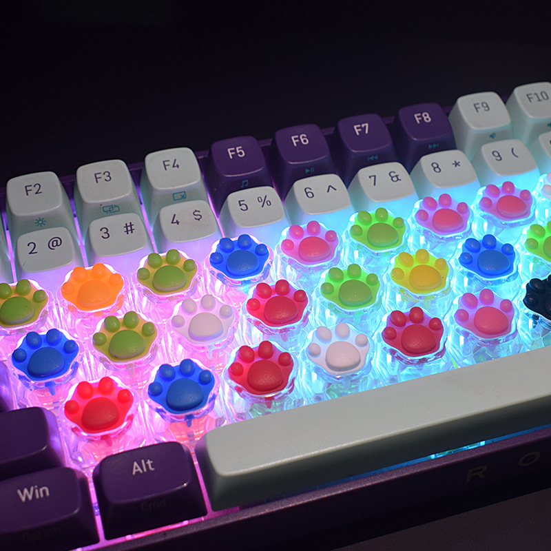 В наличии, оптовая продажа одной клавиши, персонализированная механическая клавиша, R3 силиконовая, прозрачная, милая клавиша в виде кошачьей лапы