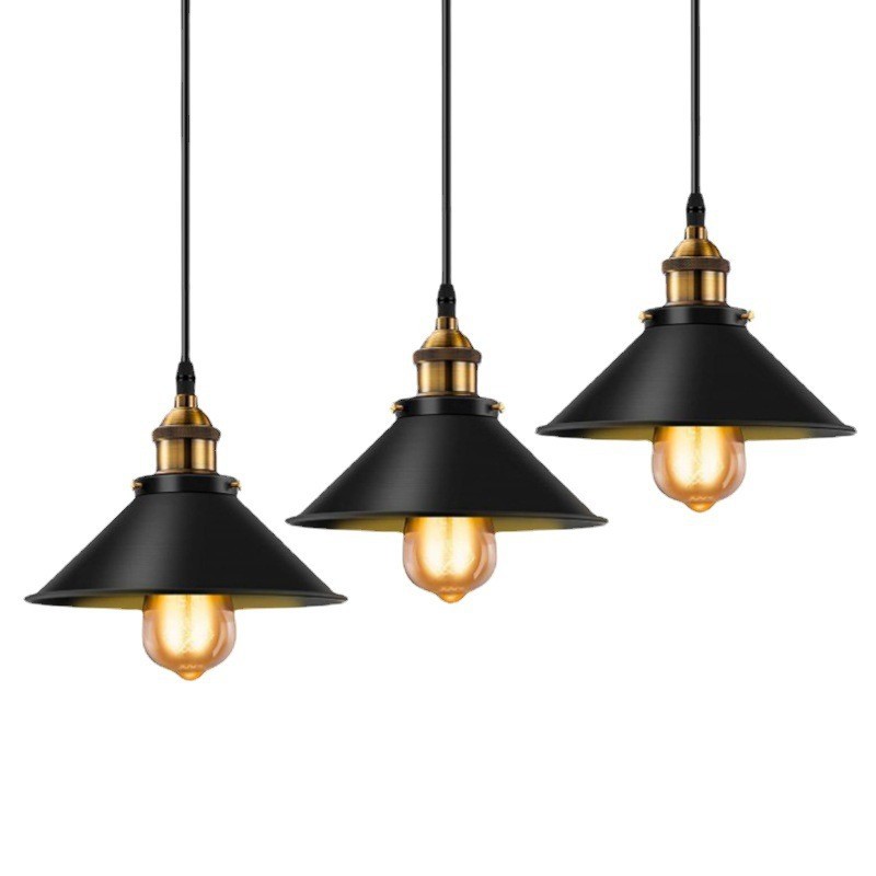 Loft Chandelier Iron Art Retro Black Modern Lamp Simple Restaurant Bar Lamp Single Head Industrial Style Hotel Engineering Lamp