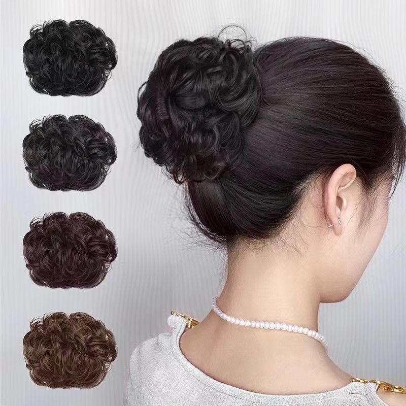 Factory Direct Sales Clip-On Ball Head Flower Girl Short Hair Bun Flower Bud Hair Bun High Temperature Silk Hair Ring Manufacturer Wholesale