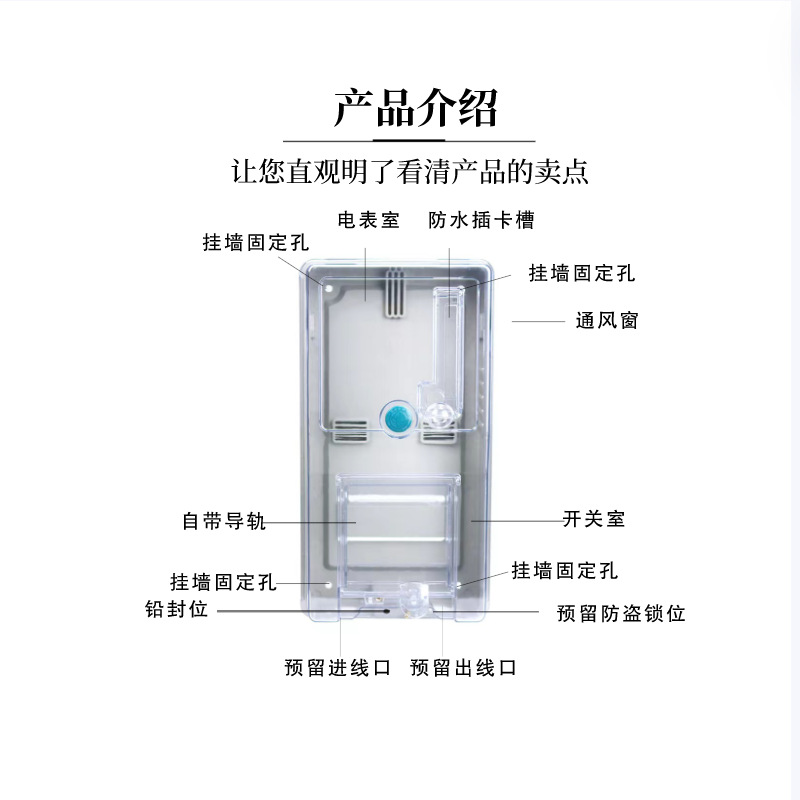 Meter Box Transparent Plastic Rental Room 1 Outdoor Household Electric Box Manufacturer Supply Waterproof Pc Single-Phase Distribution Box