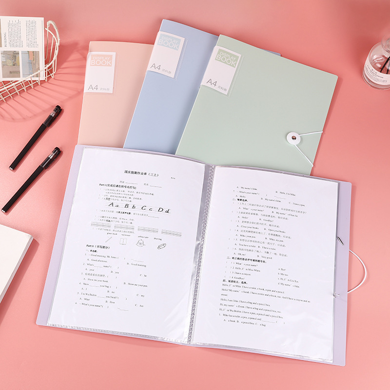Morandi a4 folder transparent insert multi-layer data book student examination paper storage bag contract folder data book