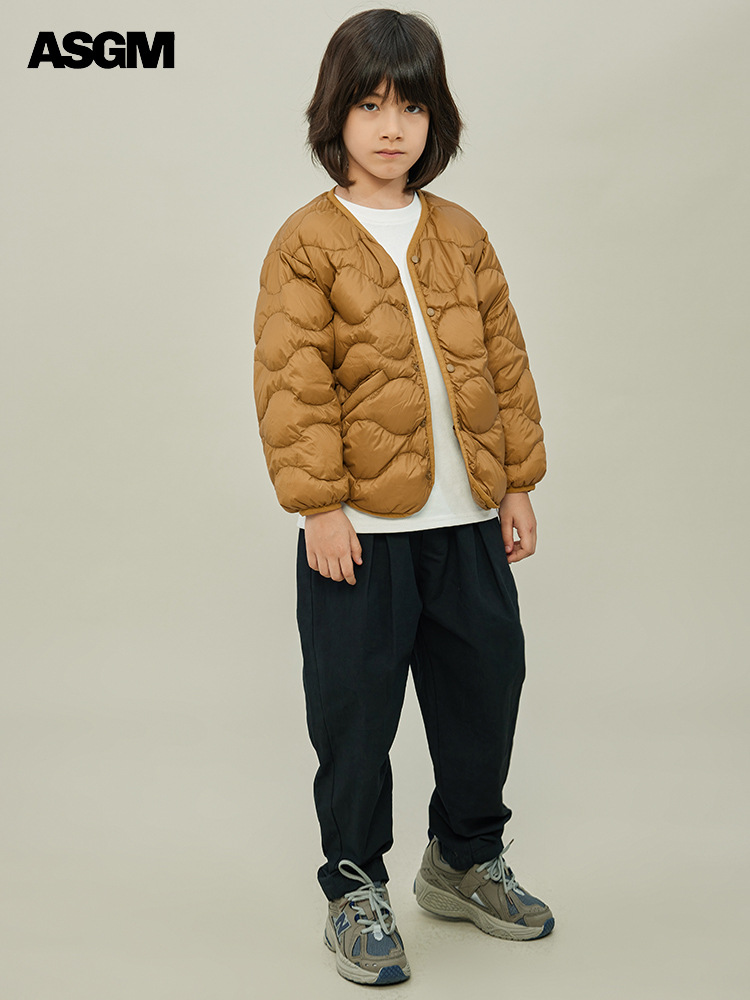 Asgm Kidsren's Clothing Boys' Lightweight Goose down Short down Jacket Liner 2024 Winter New Kidsren's Medium and Large Kidsren's Jacket