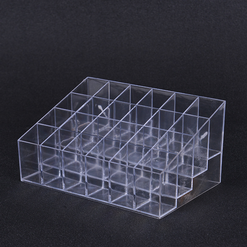 Transparent 24-grid lipstick holder nail polish eyebrow pencil display stand makeup cosmetics plastic storage box multi-layer lipstick holder