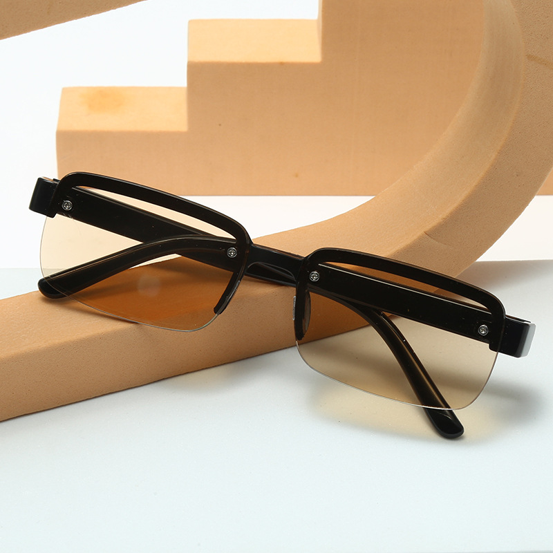 New Rimless Reading Glasses for Men Genuine High-definition Brown Anti-blue Light Cool Eye Protection Middle-aged and Elderly Reading Glasses for Women