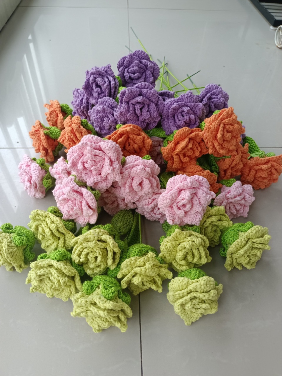 Finished handmade crochet diy wool puff flower small lanyard strawberry key chain bag pendant for hair