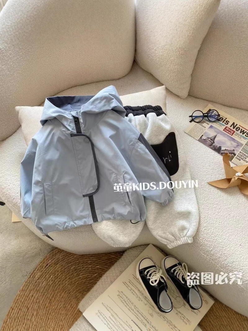 Children's New Spring and Autumn Boys' Charge Clothes Korean Casual Baby Girls' Hooded Top Western Style Children's Jacket