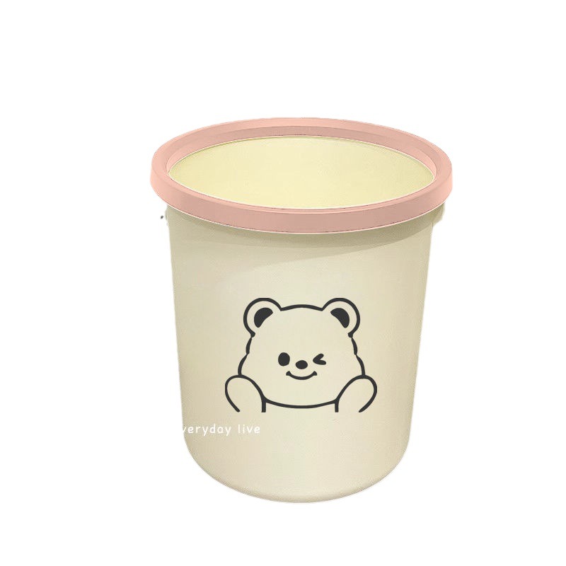 Trash Can Ins Cute Household Living Room Bedroom Office Trash Can Large Capacity Storage Trash Basket with Pressure Ring
