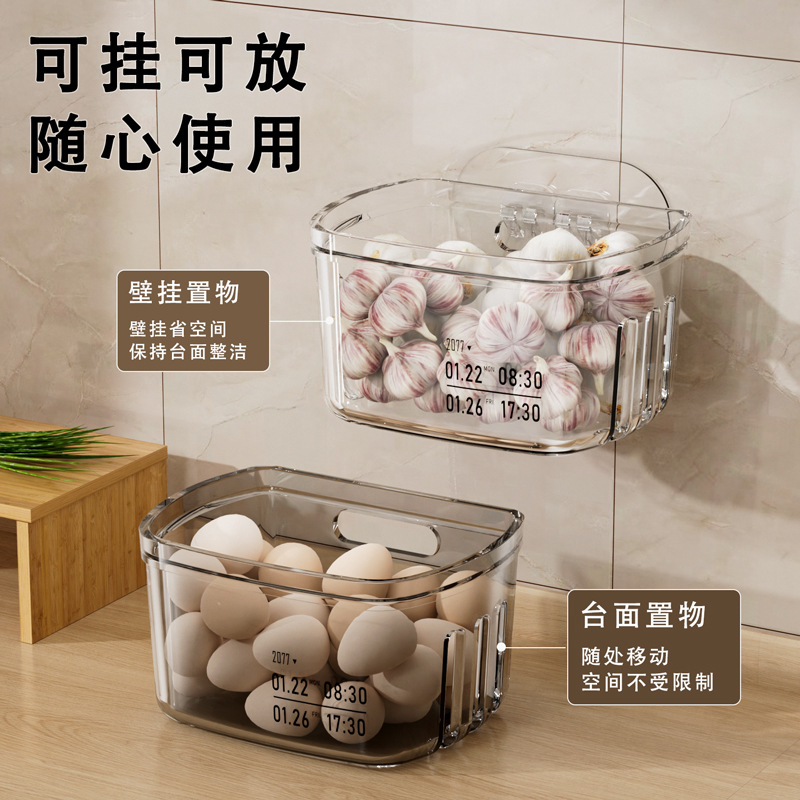 Kitchen Scallion, Ginger and Garlic Storage Box Ginger and Garlic Hanging Basket Hanging Wall-Hanging Multi-Function Space-saving Storage Artifact