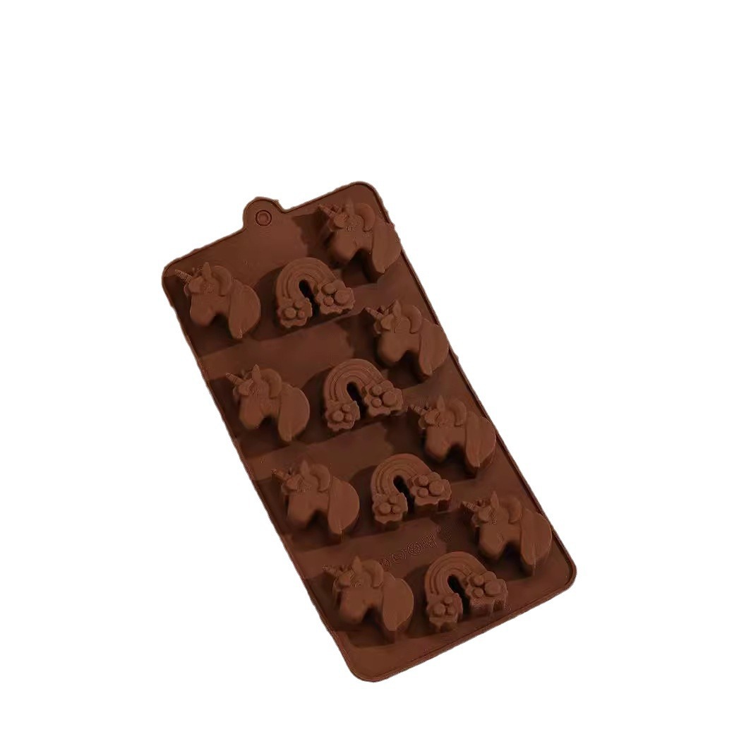 Creative Baking Gel Dropping Fruit Unicorn Chocolate Mold Rainbow Food Grade Silicone Homemade DIY Pastry