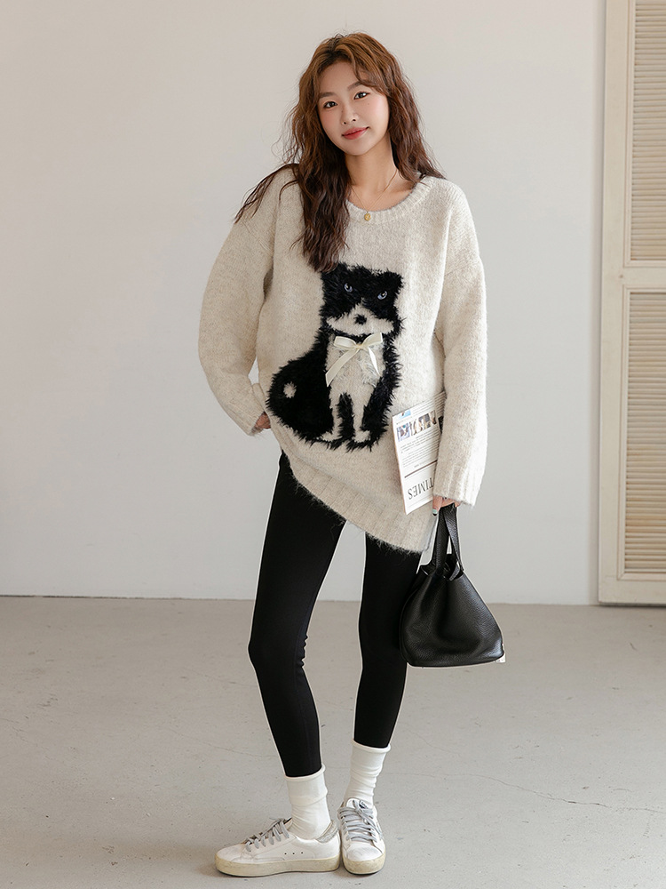 Осень и зима свитер для беременных свободный средней длины