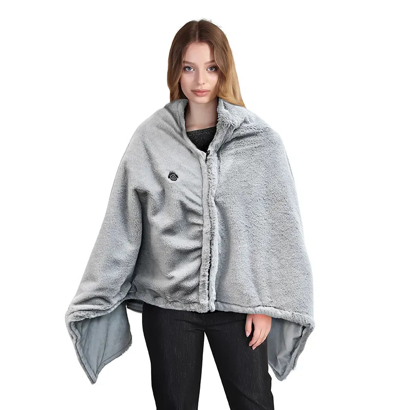 Cross-Border New Rabbit Fur Electric Heating Shawl Blanket Super Comfortable Rabbit Fur Smart Heating Blanket Lunch Break Warm-Up Shawl