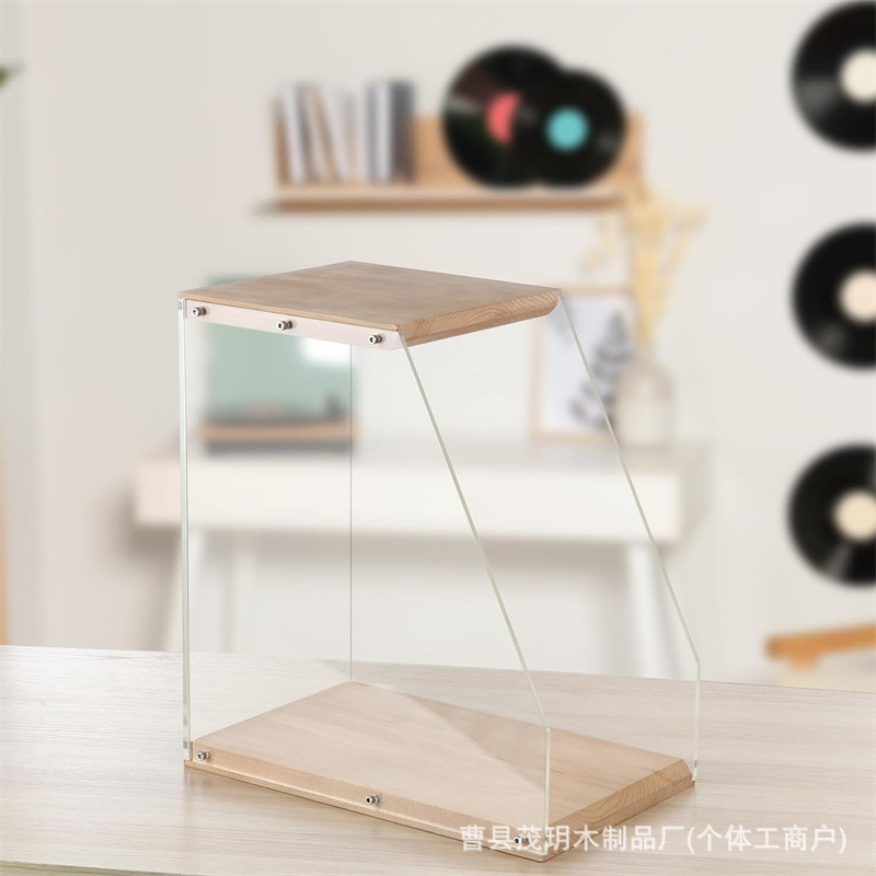 Spot Wooden Record Rack Desktop Transparent Acrylic Record Storage Rack Vinyl Record Display Rack Cd Storage Rack