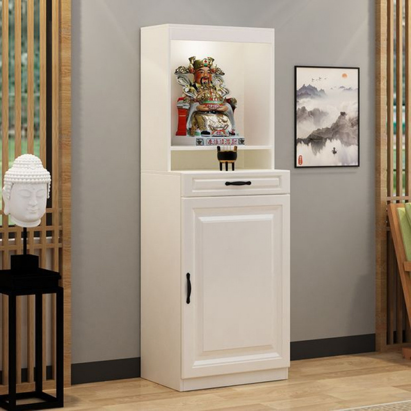 Home God of Wealth Altar Table Buddha Shrine Cabinet with Door Economical Guanyin Shrine Cabinet Guan Gong Statue Cabinet Altar
