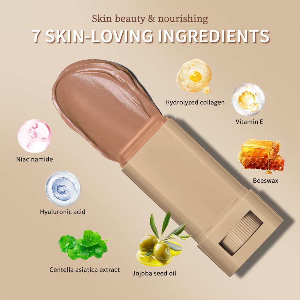 Cross-Border Lakerain Rotating Colored Solid Moisturizing Essence Stick to Brighten Skin Tone Foundation Stick to Naturally Fit