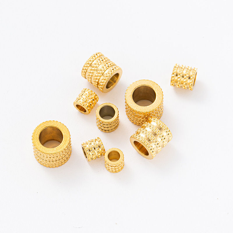 Cross-border necklace pendant 18K gold vacuum plated stainless steel four-layer Plaid tube beads handmade jewelry accessories