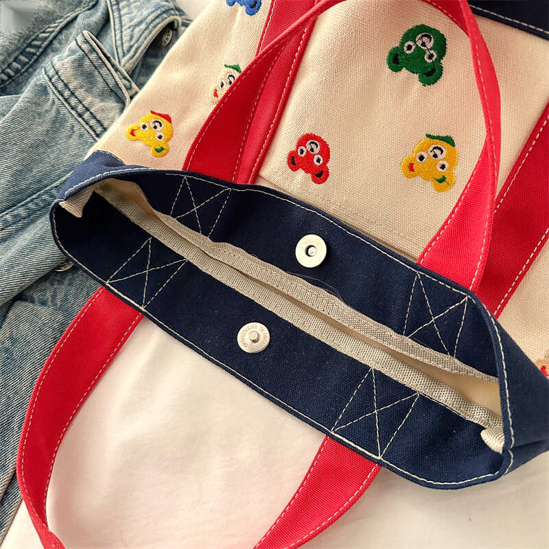 Yibena Mummy Canvas Bag Contrast Color Mommy Bag Handbag Mother and Baby Bag Mommy's Portable Bag Bucket Bag