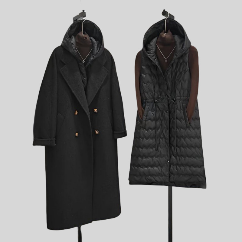 Hooded Cotton Vest for Women, Lightweight, Mid-Length, Waist-Cinching Outer Wear, Layered with Coat, Fashionable Cotton Liner Companion