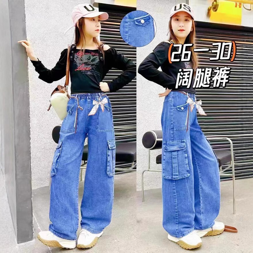 Foreign Trade Jeans 2025 New Korean Style Girl's Western Style Loose Wide Leg Pants Trendy Fan Fried Street Women's Workwear Casual Pants