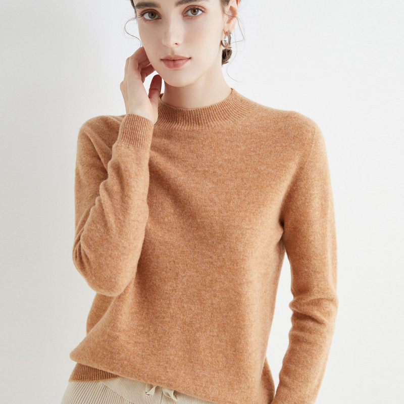 Early Autumn Sweater Women's 100 Pure Wool Sweater Skin-feeling Half-turtleneck Thin Slim-fit All-match Base Shirt Fashion for Outer Wear