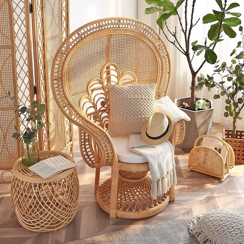 The Republic of China Real Rattan Peacock Chair Designer Shooting Southeast Asian Rattan Furniture Art Creative Wedding Photography Props