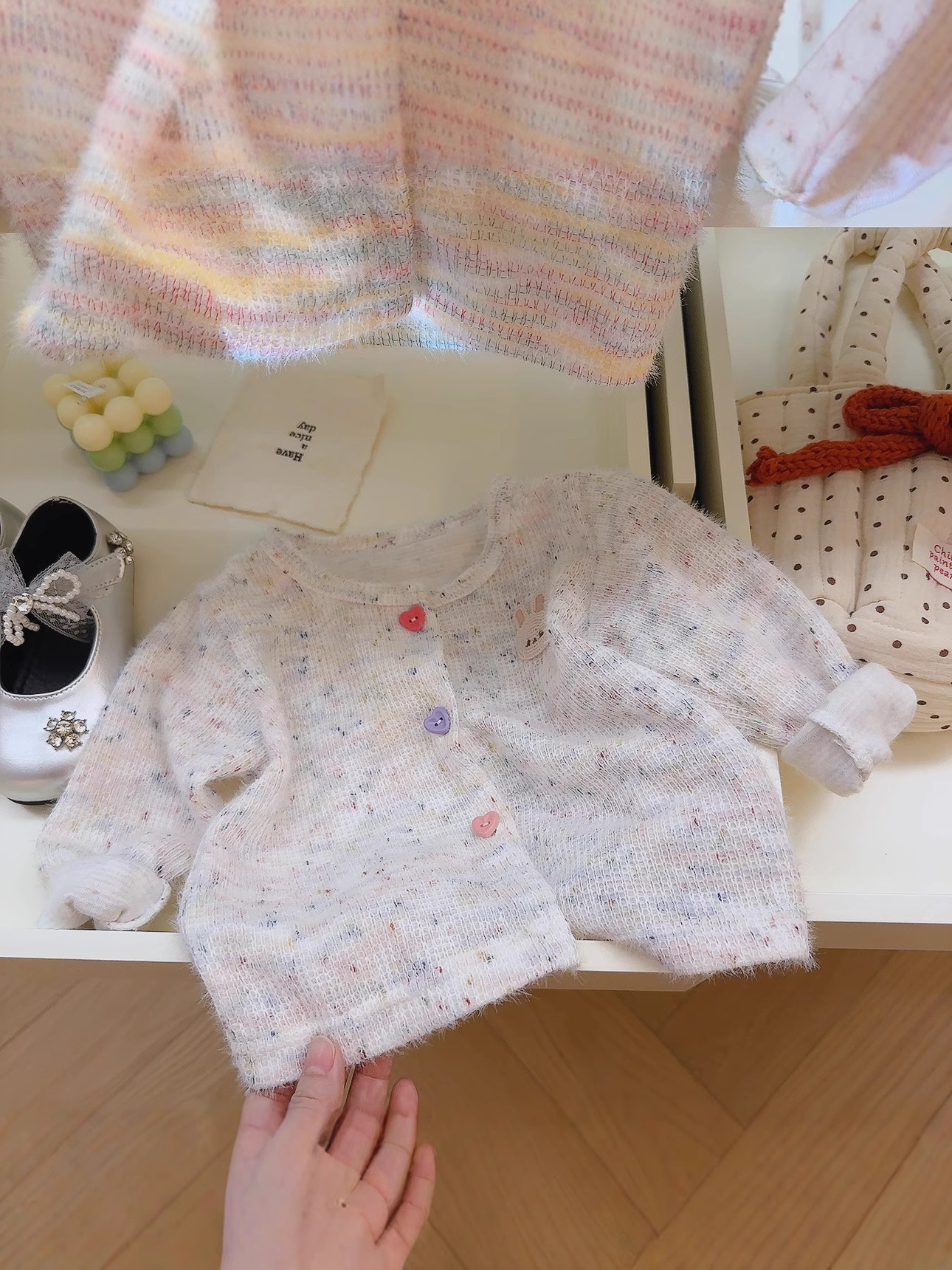 Girls' Sweater Spring and Autumn 2025 New Stylish Fashionable Cardigan All-match Fashionable Colorful Mao Mao Top Trendy