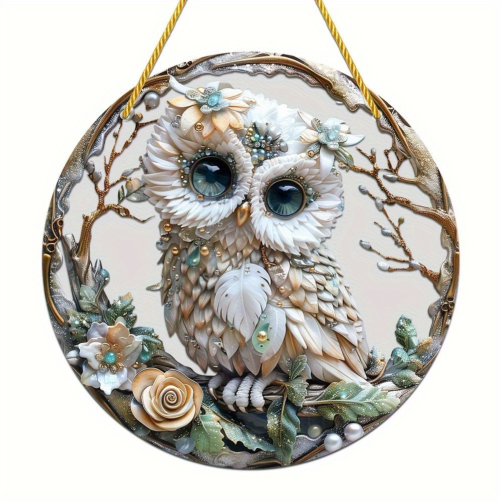 Cross-Border Whimsical Round Wall Art 1 Charming Owl Sun Catcher Cross-Border