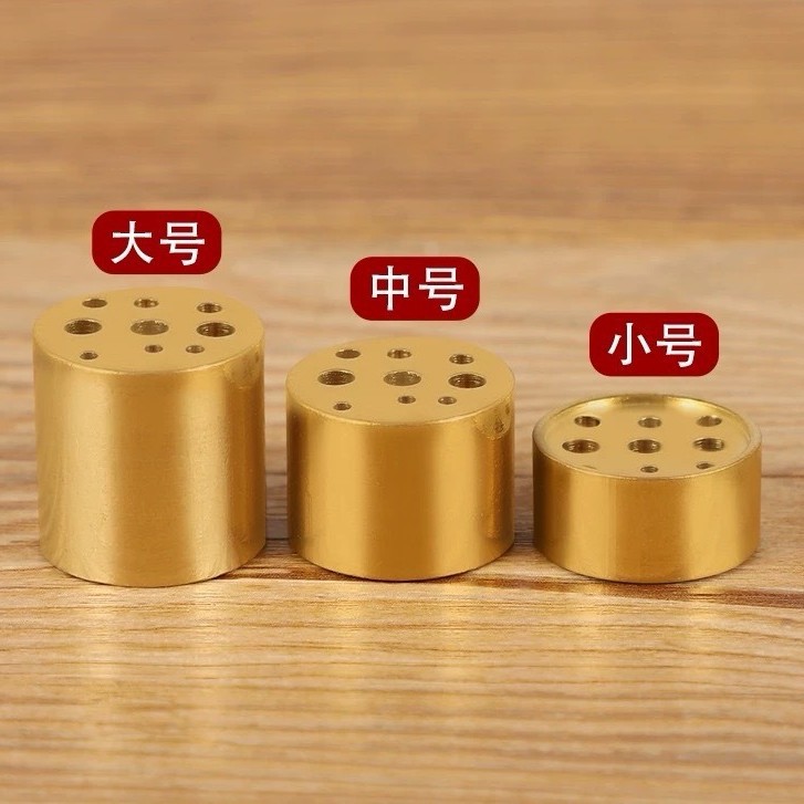 Brass porous incense insert three holes nine holes copper incense incense burner incense holder incense line incense three incense ritual Buddha incense holder incense clip