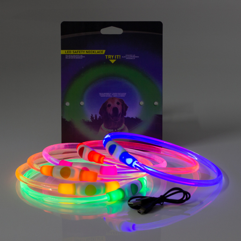 Dog's all-body luminous collar can be cut USB rechargeable luminous collar anti-car accident luminous collar pet supplies