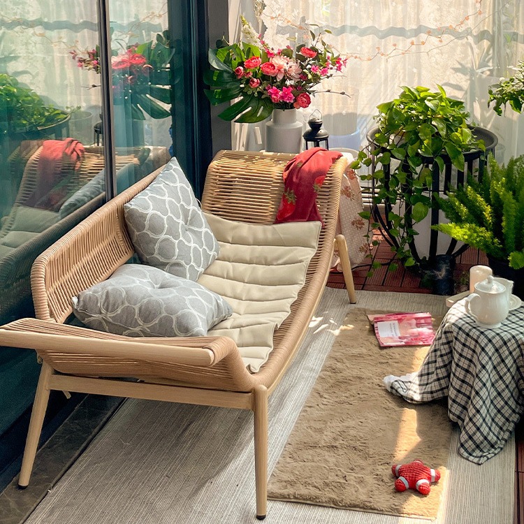 Tanhua chaise chaise balcony recliner rattan sofa single small apartment bedroom home simple homestay chaise chaise