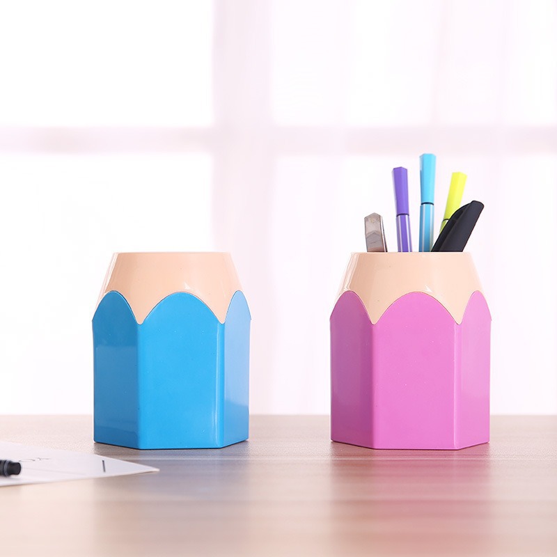 Creative Color Pencil Head Multifunctional Extra Large Pen Holder Round Creative Student Stationery Desktop Storage Pen Holder