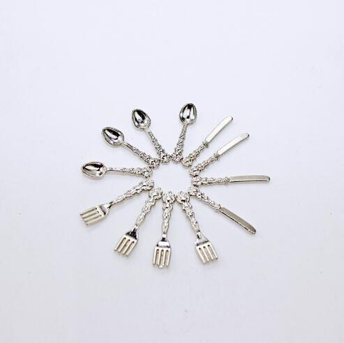 Doll House Miniature simulation food play classical knife and fork spoon Western tableware