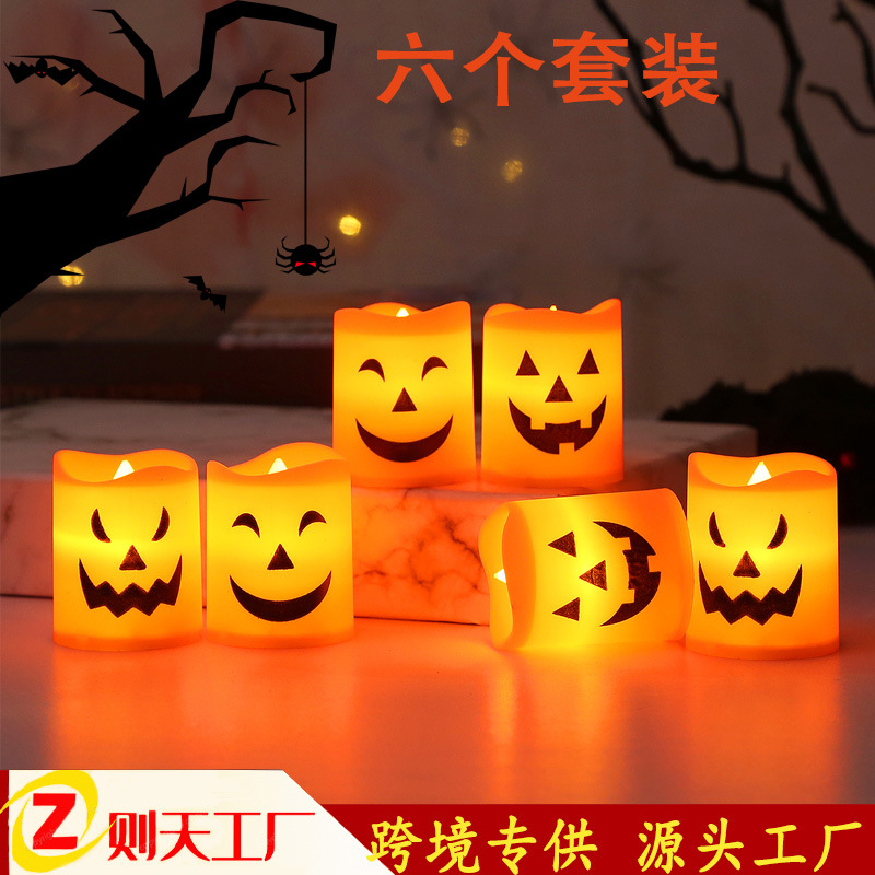 Кросс-бордерная электронная свеча для Хэллоуина, подсвечник, ужасный череп, призрак, лампа-тыква, атмосферный декор
